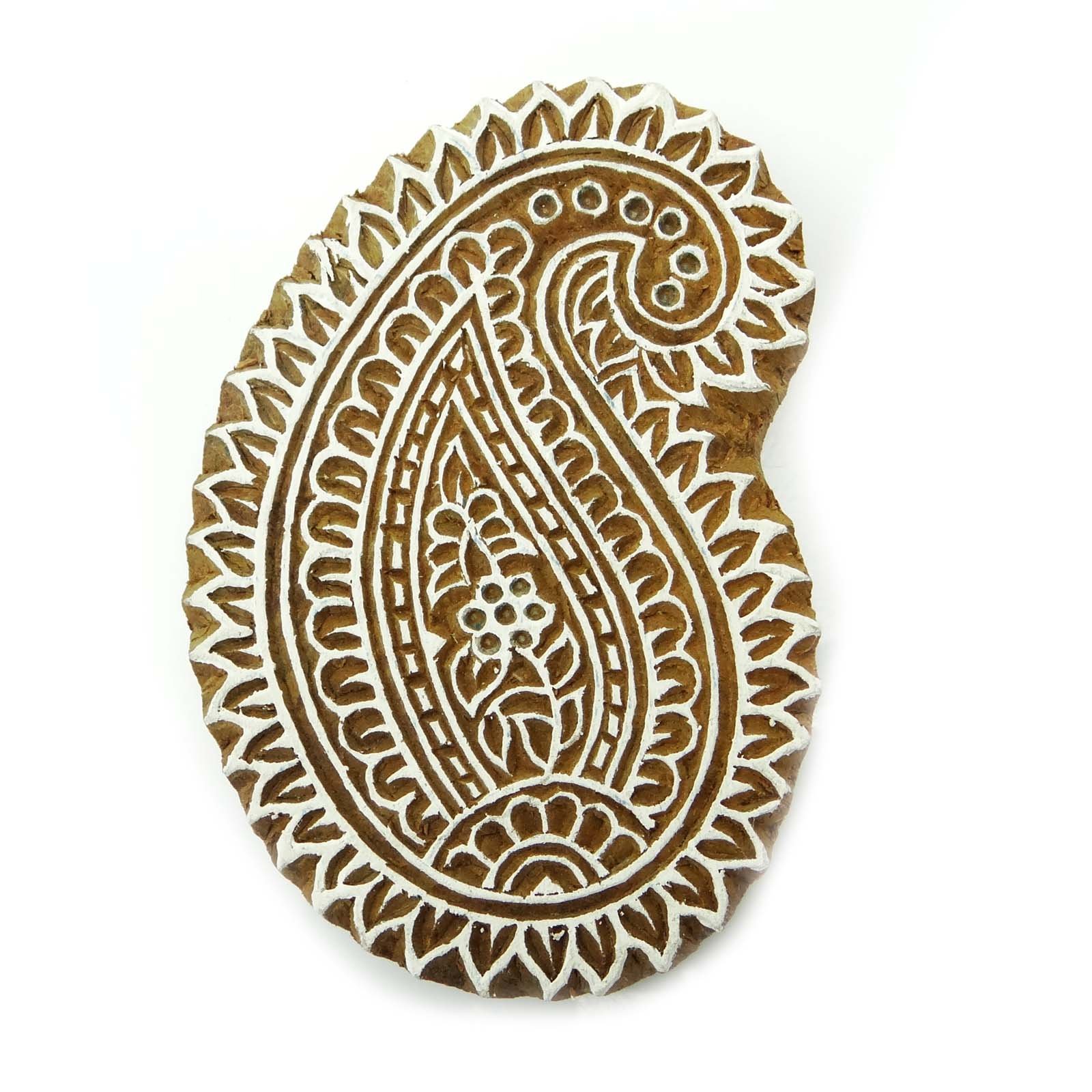 Wooden Paisley Decorative Block Hand Carved Printing Blocks Indian Stamp