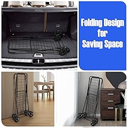 COSTWAY Folding Shopping Cart, Heavy Duty Grocery