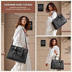LOVEVOOK Laptop Tote Bag for Women,Leather Work