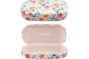 molshine Hard Shell Leather Sunglasses Case,Classic Large Glasses Case for Women Men,Sunglass Eyeglasses