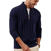 PJ PAUL JONES Men's Cardigan Sweater Full Zip Up Sweater Ribbed Knit Stand Collar Cardigans