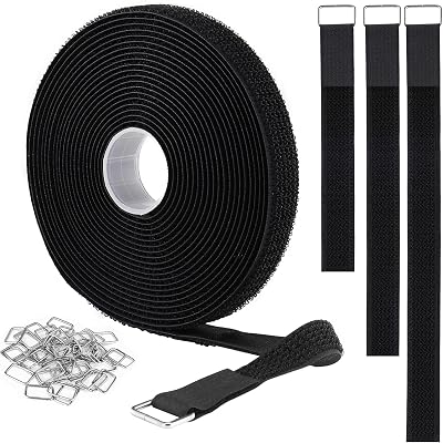 YMCRLUX 2 cm x 5 m Hook and Loop Straps with 25 Buckles Nylon Ties
