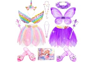 HAMSILY Unicorn Costume & Fairy Costume for Girls: Princess Dress Up Clothes for Little Girls, Toddler Costume with Tutu, Wings, and Shoes Princess Costume for Age 3 4 5 6 Year Old Girl Birthday Gifts