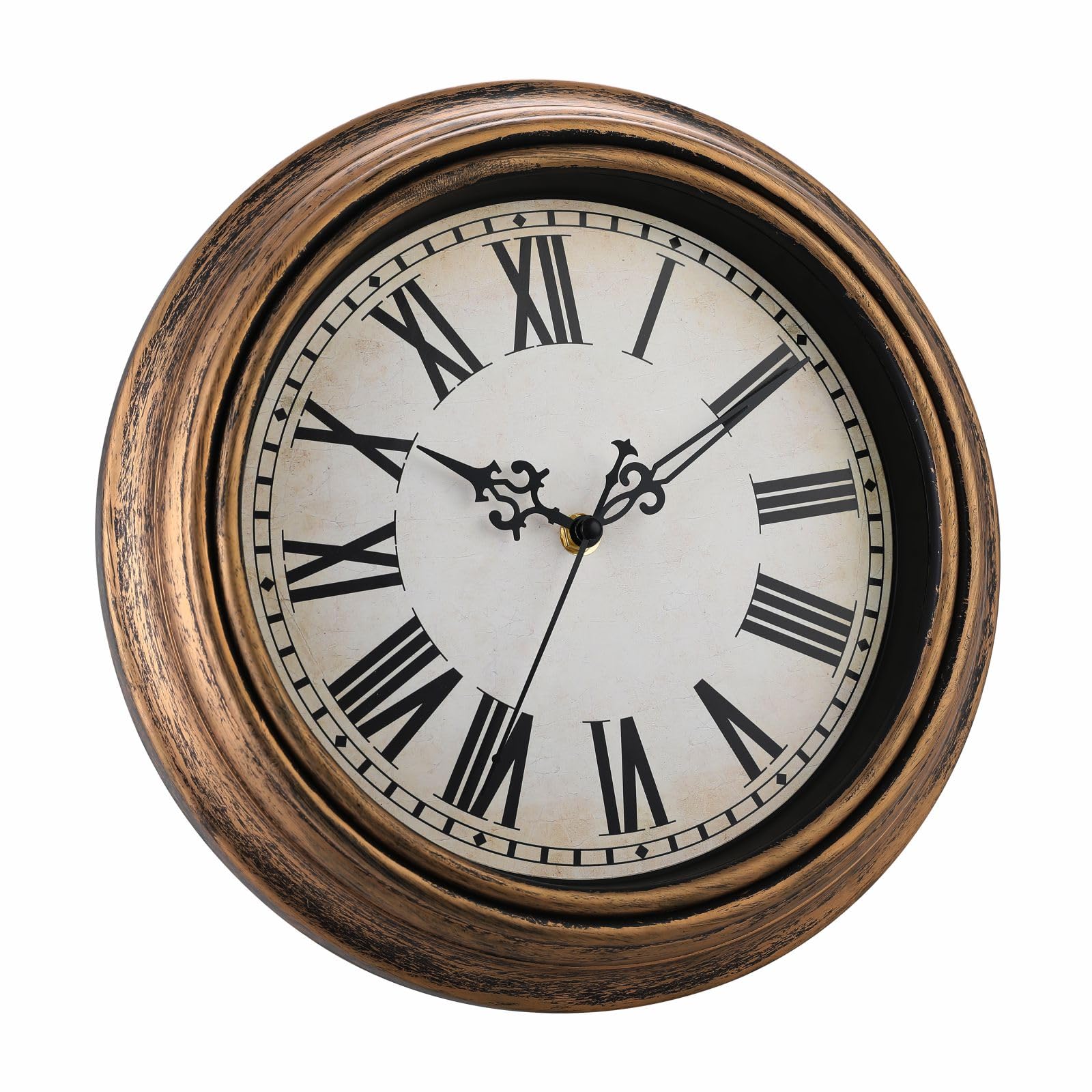 Plumeet Extra Große Wanduhr Klassisch 40.6cm, Ruhige Retro Wanduhr ohne Tickgeräusche für Wohnzimmer, Schlafzimmer, Batteriebetrieben, Römische Zahlen 4