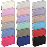 Chunful 18 Pcs Cosmetic Bags Bulk Makeup Bag Set for Women Preppy PU Leather Zipper Small Purse Water Resistant Portable Travel Toiletry Pouch, 18 Colors