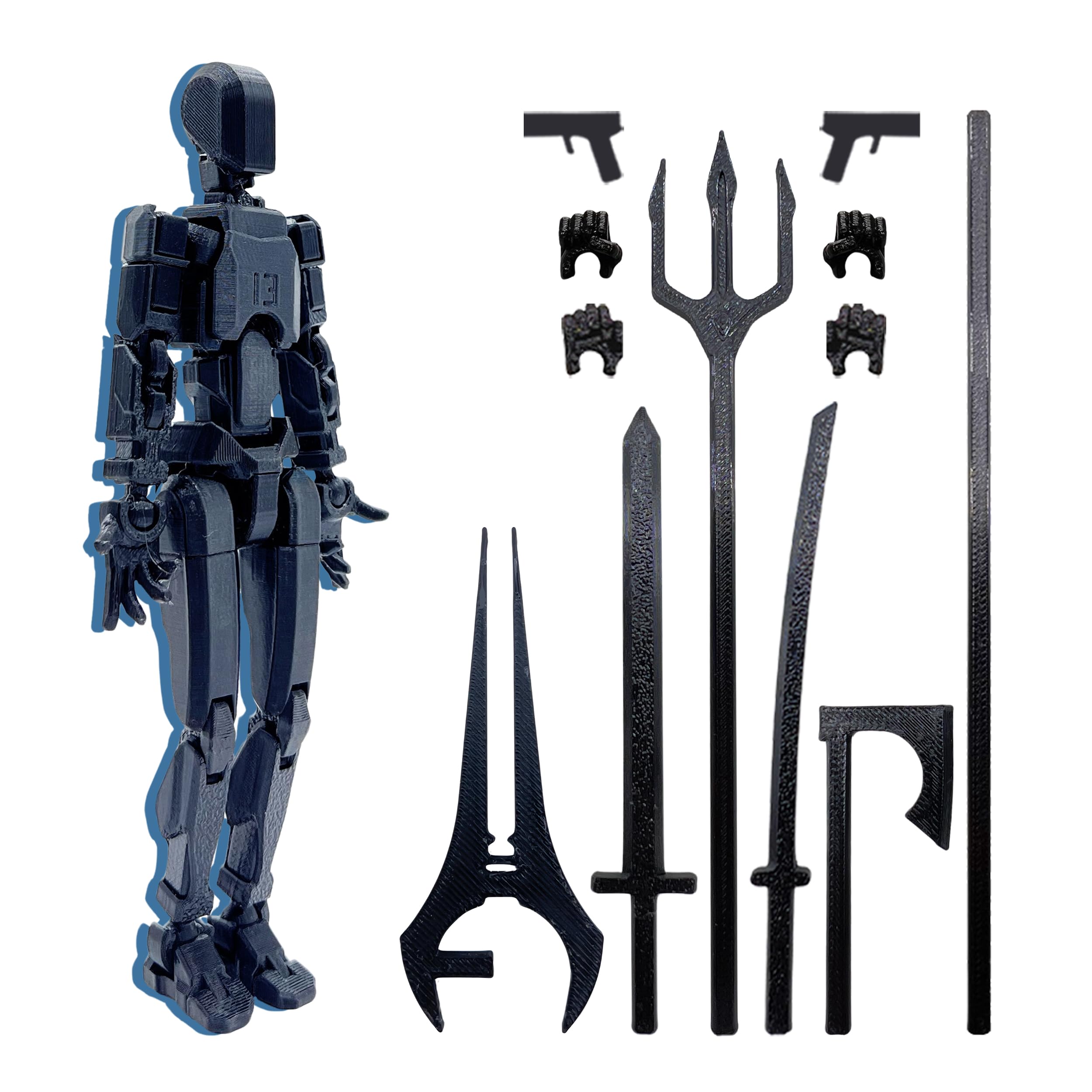 (Assembly Completed) T13 Action Figure Set, 3D Printed Toys Robo 13 Action Figure,Dummy 13 Titan 13 Action Figure (Black)