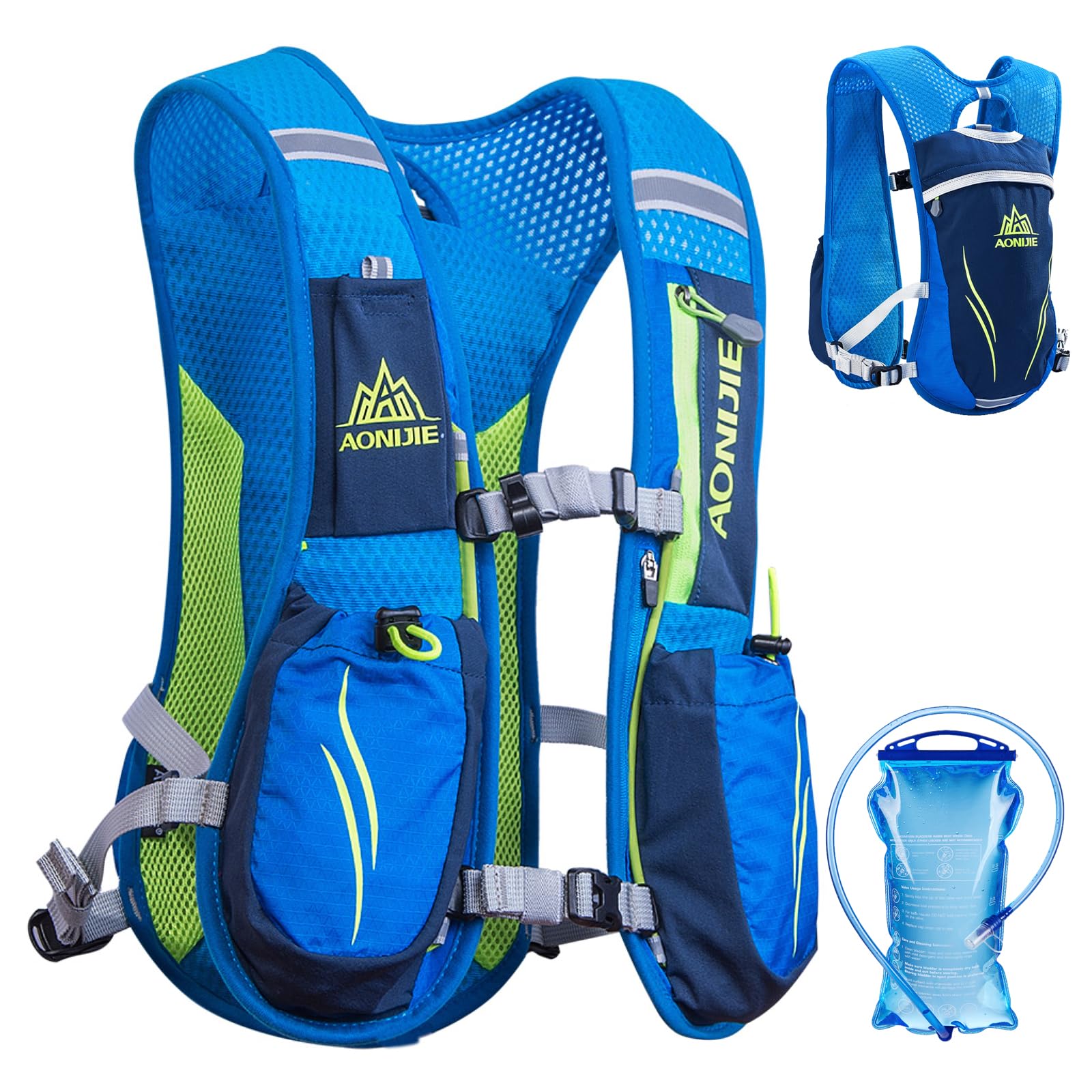 TRIWONDER Running Vest Women Men Lightweight Breathable 5.5L Hydration Backpack Water Vest Pack for Trail Marathon Hiking Cycling (Blue - with a 1.5L Water Bladder)