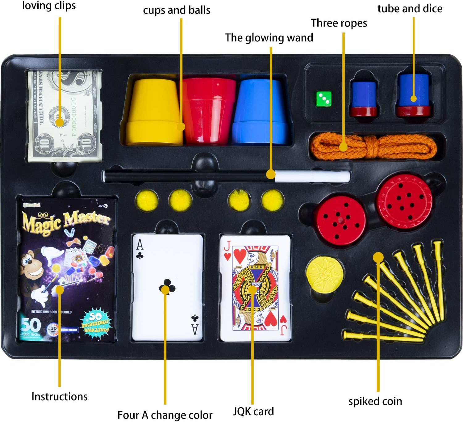 primebabe Magic Kit for Kids- Learn Over 50 Spectacular Magic Tricks with This Magic Set - Ideal for Beginners of All Ages Children's Day Gift: Toys & Games