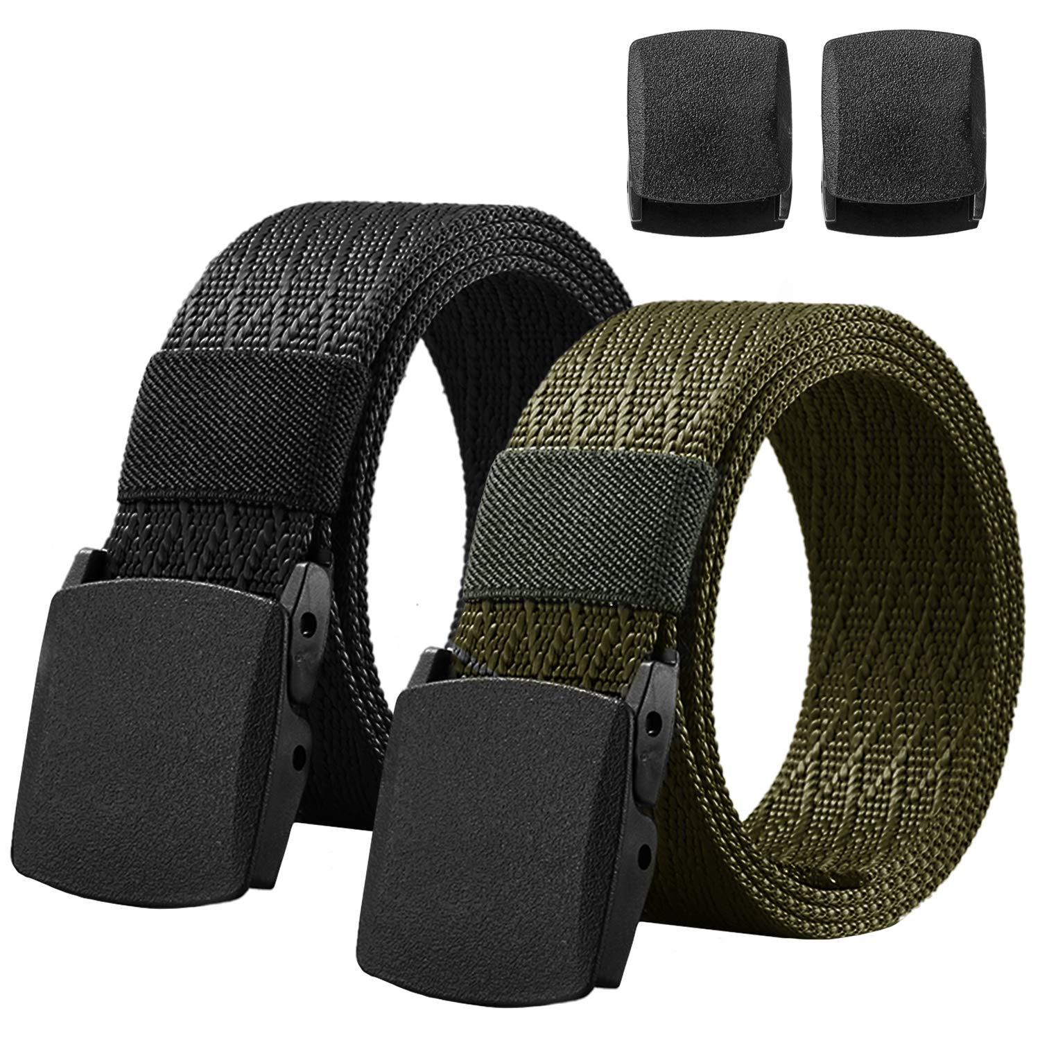 Chalier (2 Pack) Mens Tactical Belt Canvas Military Belt Nylon Heavy Duty Waist Belts for men with Quick Release Buckle 125 CM * 3.8 CM