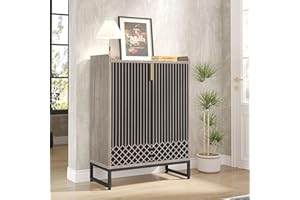 Tribesigns Shoe Cabinet with Doors, Grey 5 Tiers Shoe Storage Cabinet for Entryway, 25 Pairs Wooden Shoe Rack Cabinet, Modern