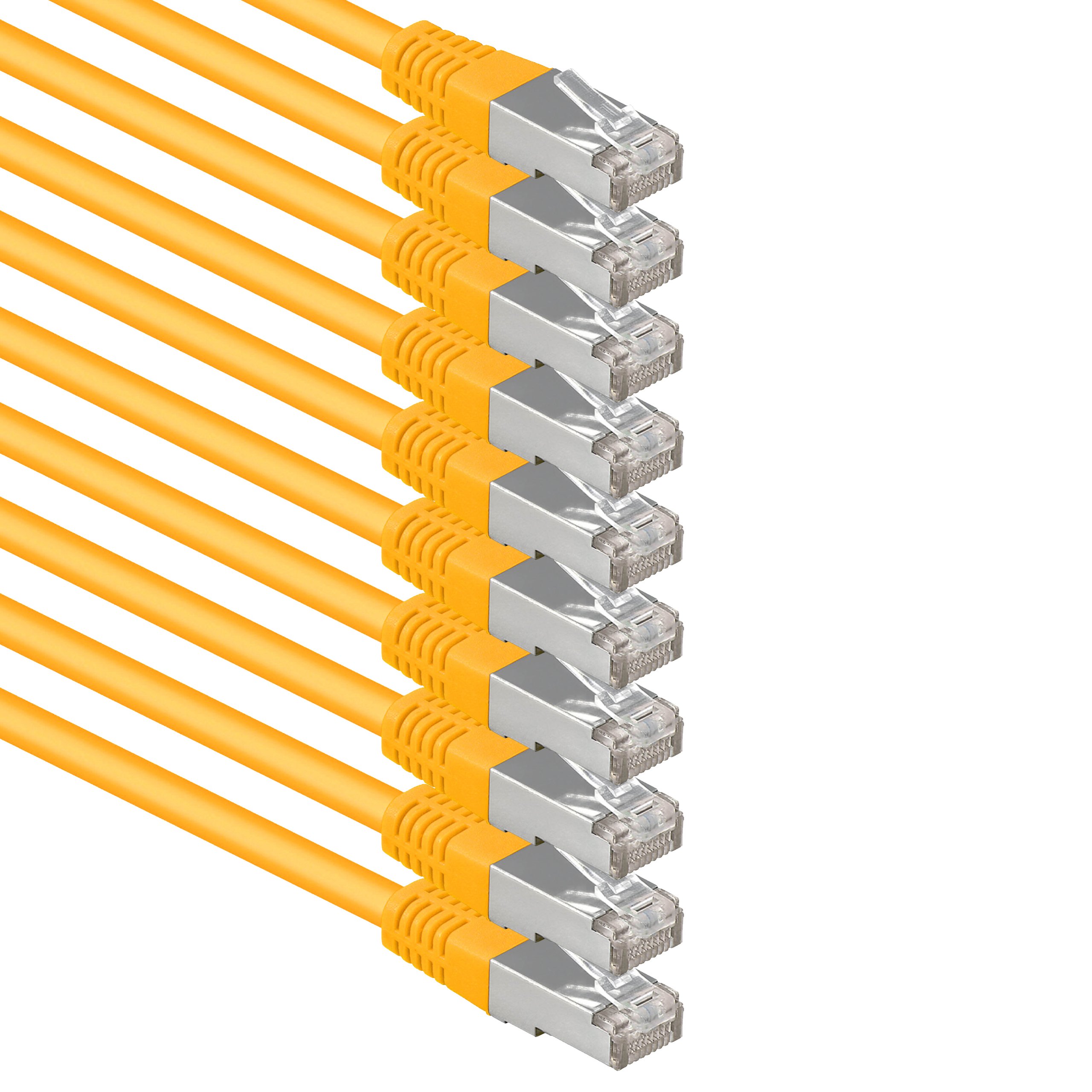 1aTTack.de 1 m yellow - pack of 10 Cat.6 patch cable network cable CAT6 S-FTP Gigabit Lan PIMF CAT 6 copper CU halogen-free Internet DSL game console Smart TV