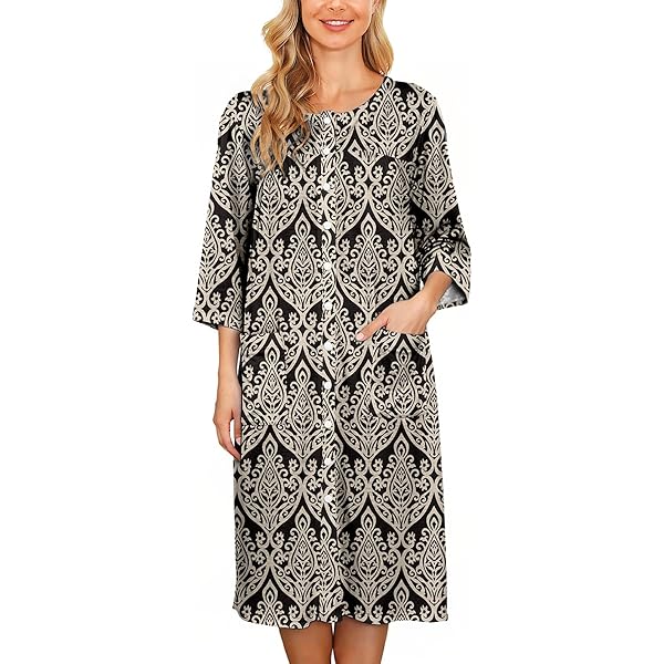 Casual Nights Women's Long Quilted Robe House Dress - Blue - Small at  Amazon Women's Clothing store