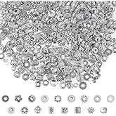 Cridoz Metal Spacer Beads for Making Bracelet, Necklace, Jewelry Making and Findings Accessories, 900Pcs, Silver