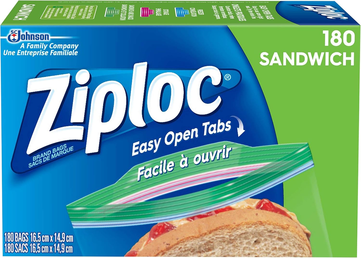 Ziploc Sandwich Bags with Easy Open Tabs 180 Count Value Pack Amazon