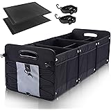 GEEDAR Large Trunk Organizer Car Organizers and Storage for SUV 3 Compartments Collapsible Portable Non-Slip Bottom Tie Down 