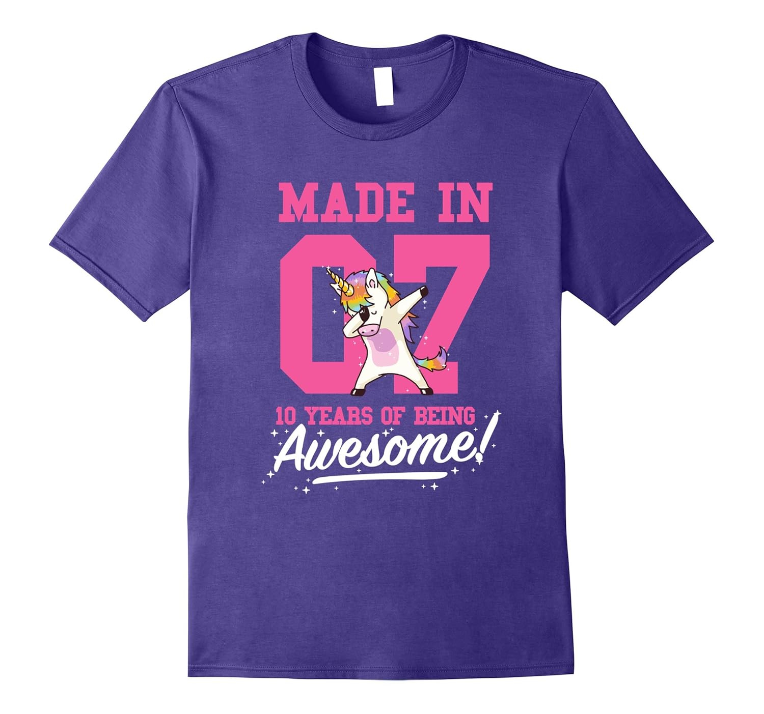 Made In 2007 Awesome 10th Birthday Girl Shirt Dabbin Unicorn-ANZ