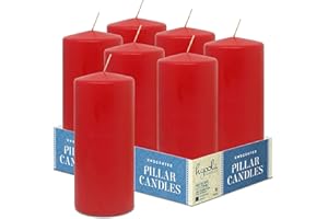 HYOOLA Red Pillar Candles 3x7 Inch - Unscented Pillar Candles - 6-Pack - European Made