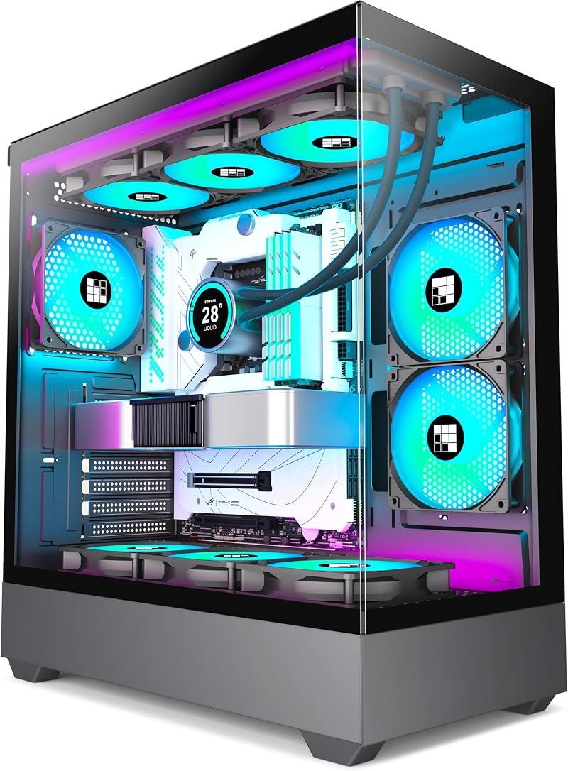 FOIFKIN F1 ATX PC Case with 6 ARGB PWM Fans, Type-C, Black