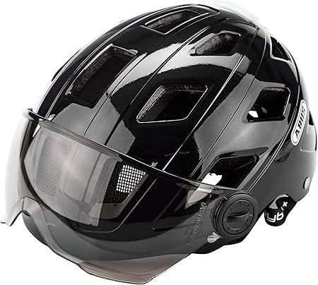 Abus Hyban Casque De Velo Avec Visiere Noir Fumee Fumee Visor Noir M L 56 61cm Amazon Fr Sports Et Loisirs