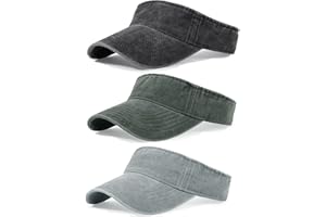 QLAUCA 3 Pack Sun Visors for Women Men Cooling Lightweight Sports Sun Hats Adjustable Twill Cotton Run Visor