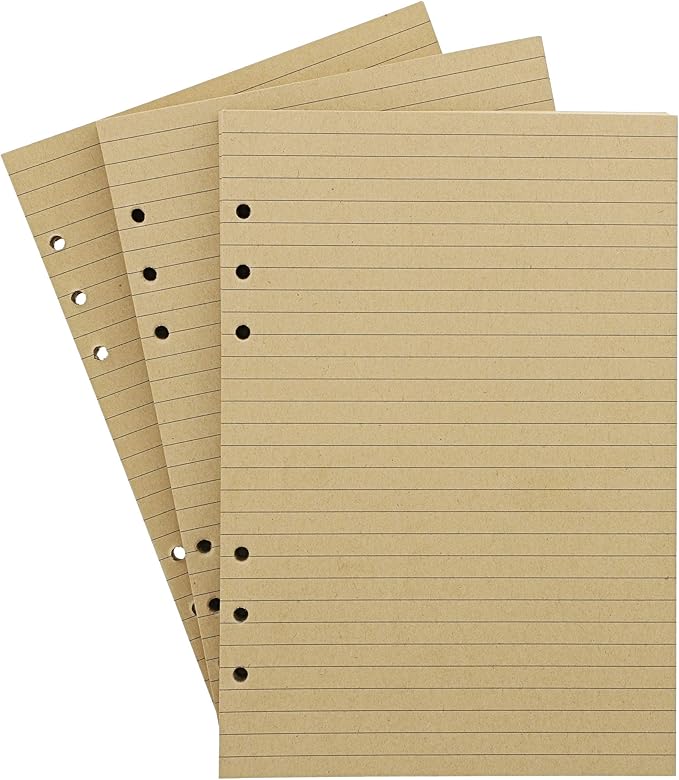 6 Ring Kraft Filler Paper (A5 Size, 3Pack, 80 Sheets) Office Products