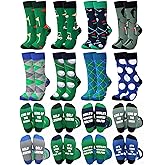 Patelai 8 Pair Funny Golf Socks for Men Shoe Size 7-12, Novelty Design Golfing Fun Crew Socks for Golf Lover Birthday Valentine's Day Gifts- 4 Designs