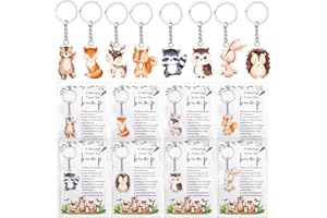 Landical 50 Sets Baby Shower Party Favors Animal Keychains Thank You Card Decorations for Gender Reveal Guest Gift, 8 Styles(Woodland)