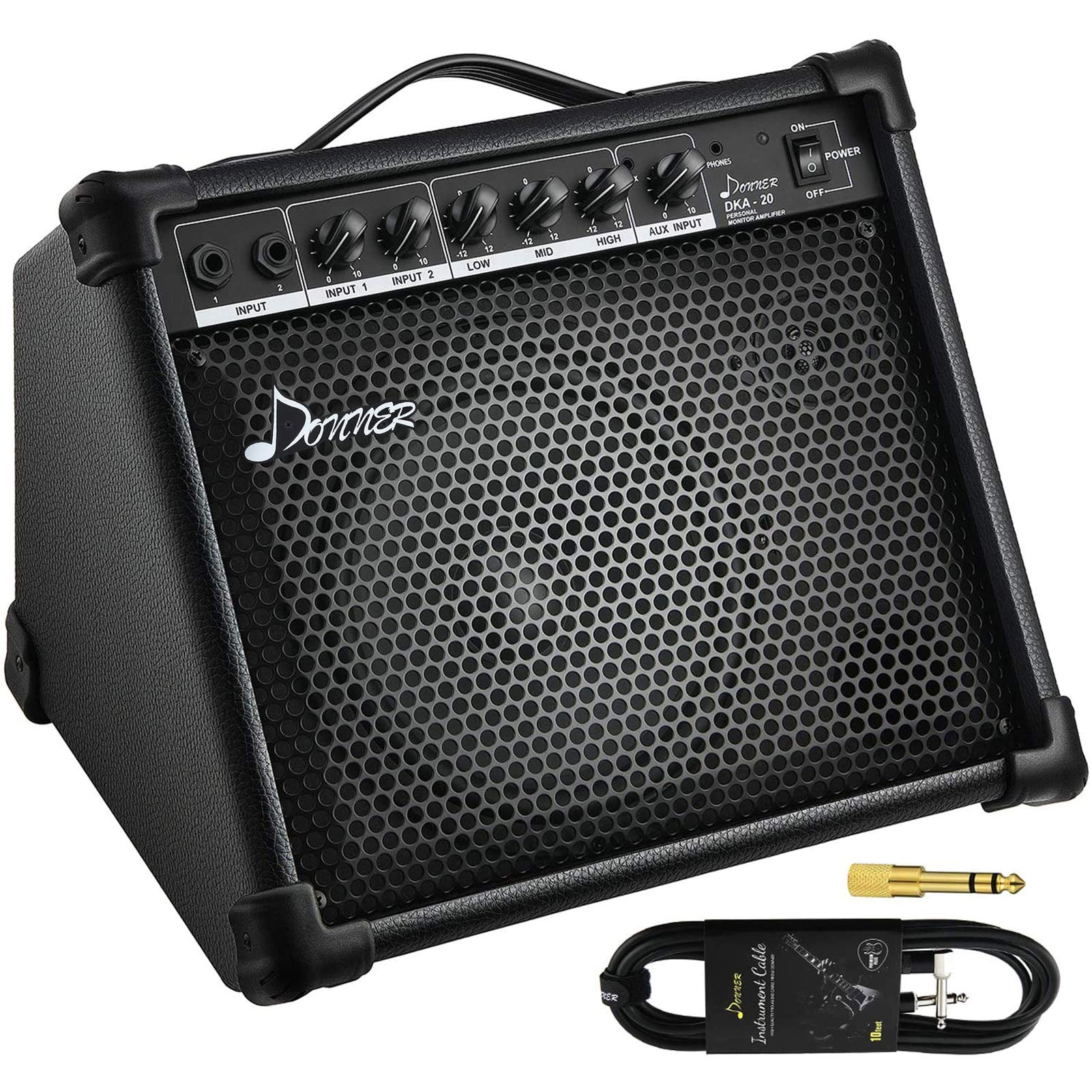 Donner DKA-20 AMP 20W Keyboard Amplifier with An 8-Inch Bass Speaker Plus A 2-Inch Tweeter, Supporting Keyboard & Microphone Input with A Frequency Response Range of 50-20KHZ