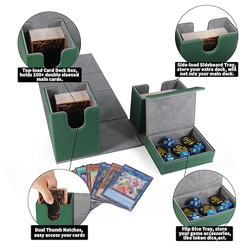 ZLCA Card Deck Box for Yugioh Cards, Card Box Holder with Flip Trays Fits  for 200+ MTG TCG Sports Cards, PU Leather Deck Case for Trading Cards  Collector (Green) in Kenya | Whizz