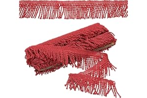 PATIKIL Wine Red Fringe Trim, 5 Yards x 65mm Fringe Trim Curtain Tassel Fabric Sewing for Curtain Sofa Clothes DIY Decoration