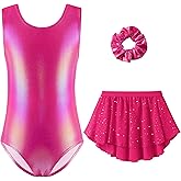 Zaclotre Gymnastics Leotards for Girls Sparkly Sleeveless Ballet Dance Dress Outfit Combo with Removable Skirt