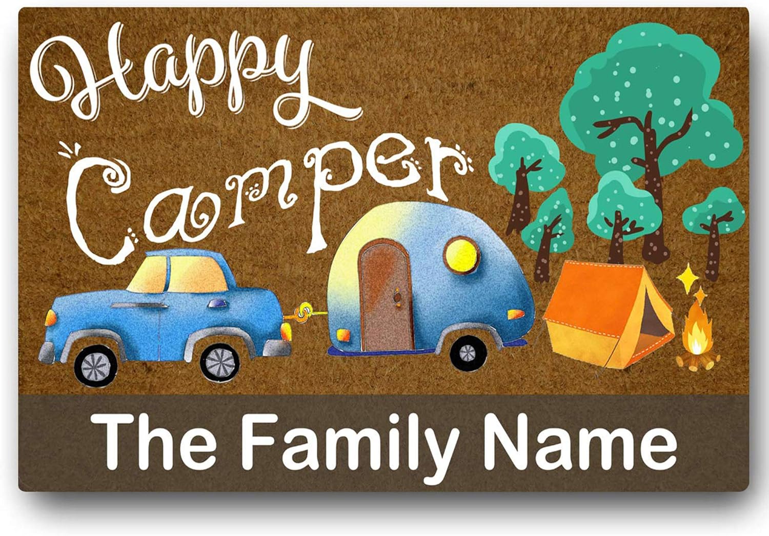 Drehome Happy Camper Family Name Personalized Personalized Door