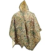 M MCGUIRE GEAR Hooded Military Rain Poncho, Outdoor Emergency Rain Jacket, Waterproof Poncho for Adults, Hiking, Camping