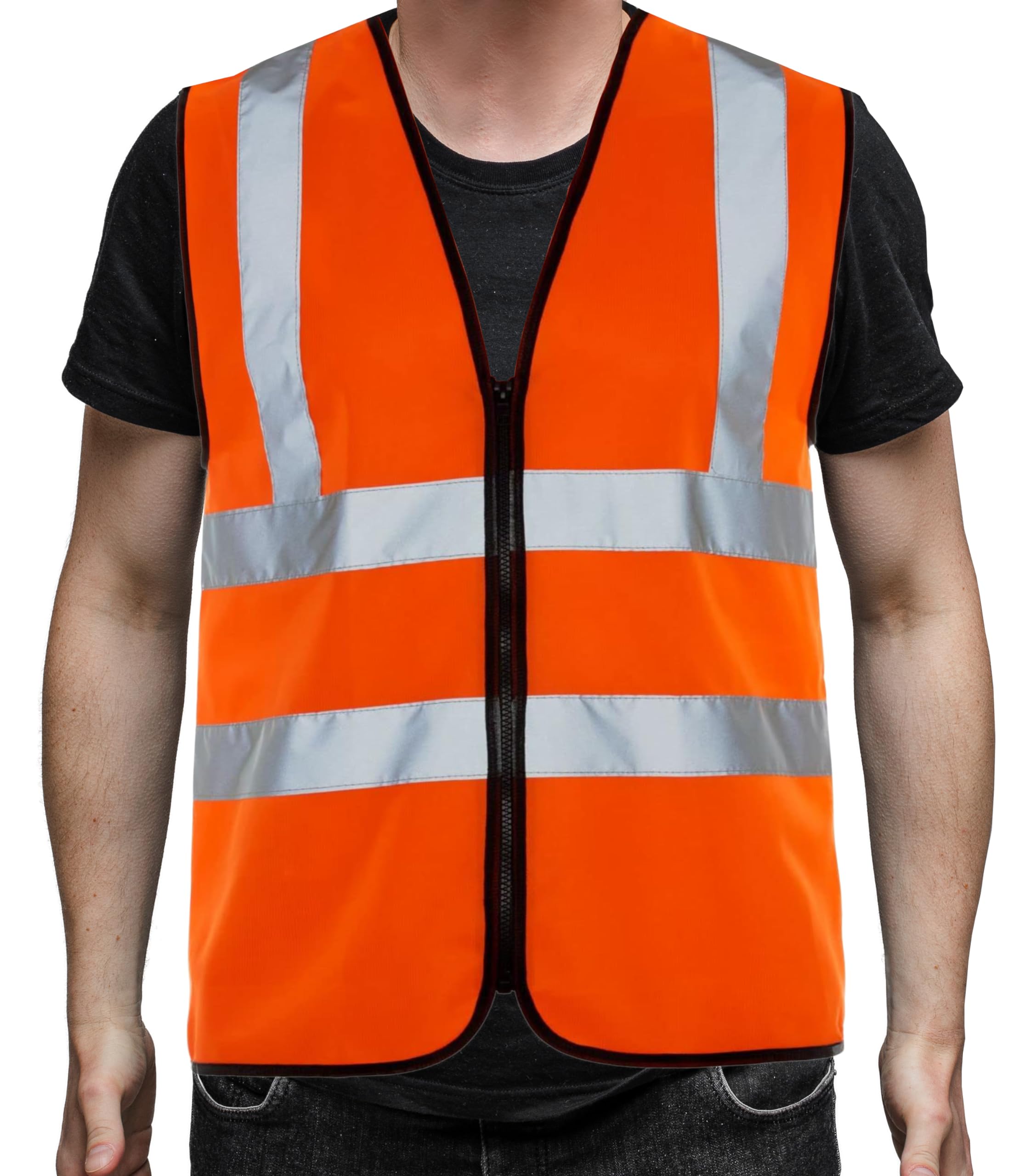 PB TECH Hi Viz Zipper Vest Front High Visibility Reflective Vest Hi Vis Executive Waistcoast Lightweight and Comfortable safety vests (UK, Alpha, 3XL, Regular, Regular, Orange)