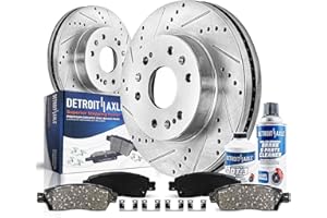 Detroit Axle - Front Brake Kit for Chevy GMC Silverado Sierra Express Suburban Savana Yukon XL 1500 Avalanche Tahoe Drilled & Slotted Disc Brake Rotors Replacement Ceramic Brakes Pads