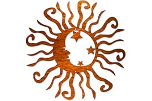Riverside Designs Wacky Solar Moon Metal Wall Art Steel Outdoor Decor | Heavy-Duty and Waterproof | Made in USA (Copper, 36L x 36W)