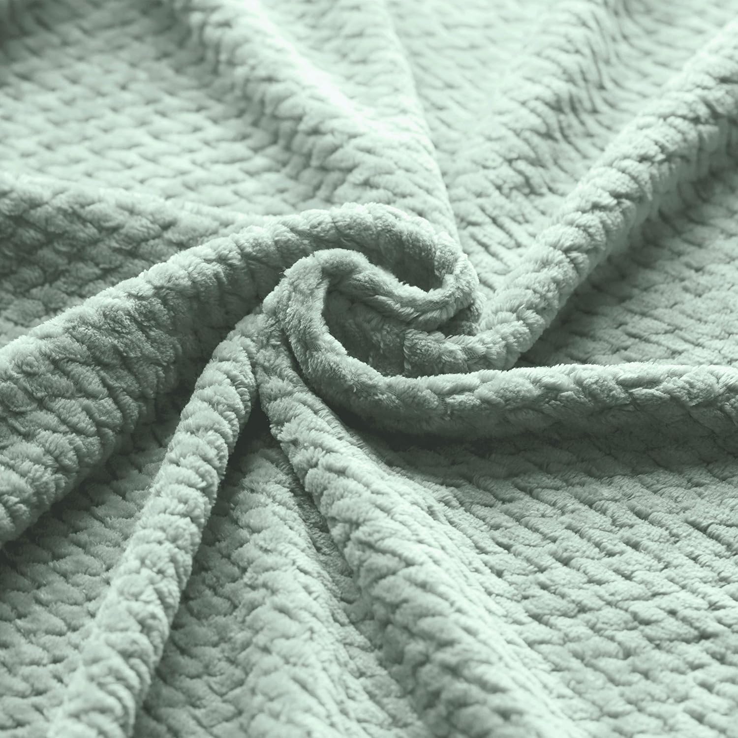Kingole Flannel Fleece Luxury Throw Blanket, Laurel Green Twin Size Jacquard Weave Pattern Cozy Couch/Bed Super Soft and Warm Plush Microfiber 350GSM (66 x 90 inches): Home & Kitchen