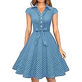 Wedtrend Women's 1950s Retro Rockabilly Dress Cap Sleeve Vintage Swing Dress