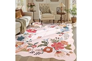 Dadasgk Area Rugs 5x7 for Living Room, Ultra Thin Floral Rug for Bedrooms Shag Non-Slip Soft Washable Indoor, Carpet Boho Low