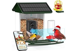 BROAIMX Bird Feeder with Camera-2K HD & Full Color Night Vision, Free AI Forever for 1,1000+ Species Identification, Solar Powered Wireless Outdoor, Includes 64GB TF Card, Two-Way Audio, App Alerts