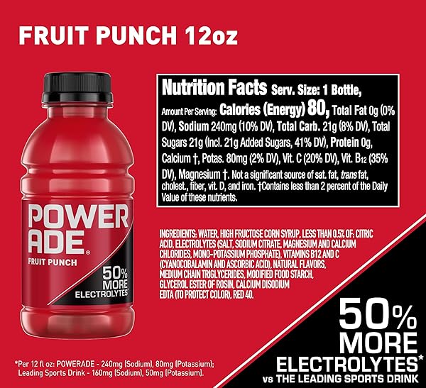 POWERADE SPORTS DRINK FRUIT PUNCH, 12 OUNCE (PACK OF 8)