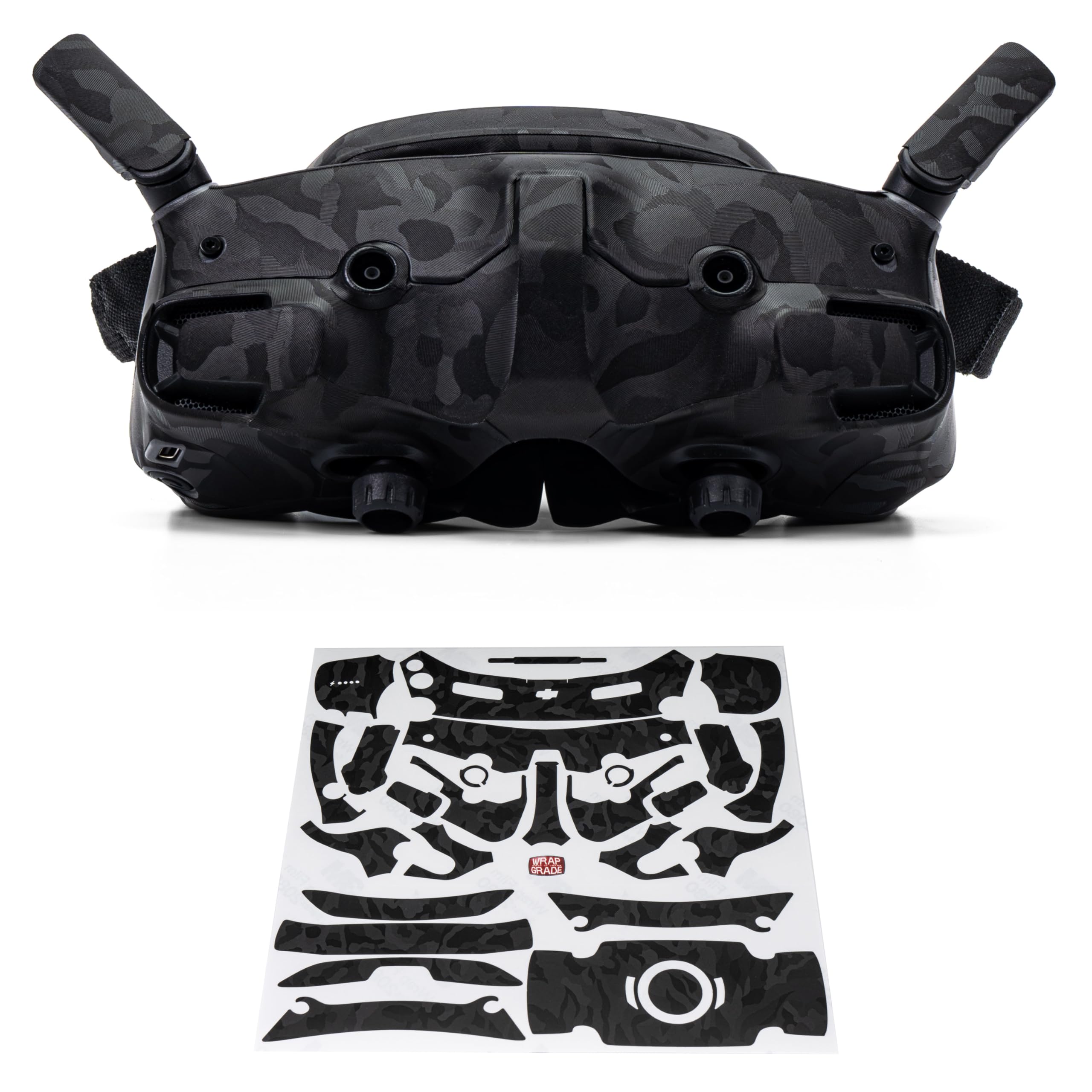 WRAPGRADE Skin Stickers for DJI Goggles 3 (Black Bumpy Camo)