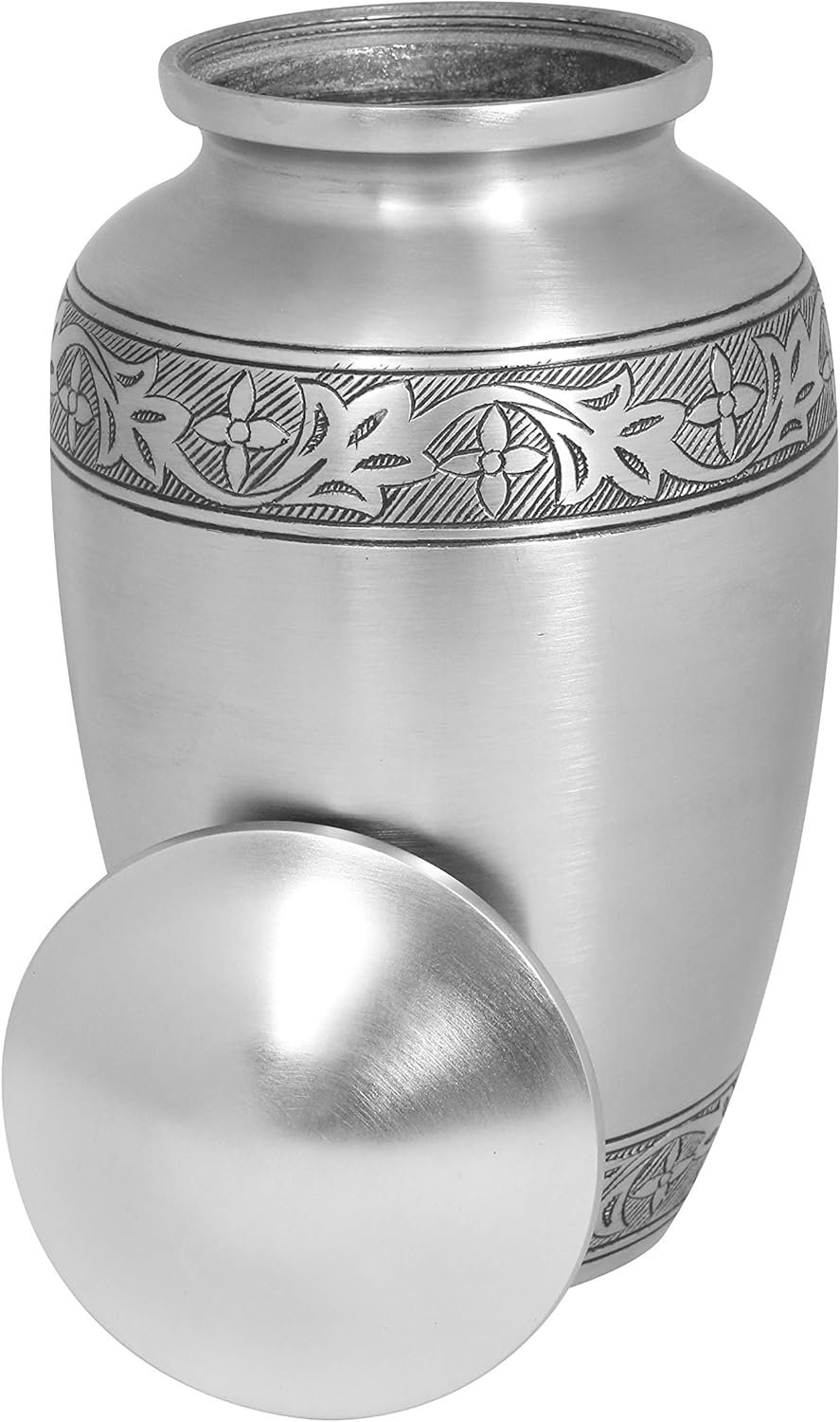 Pewter Large Urn for Human Ashes - A Beautiful and Humble Urn for Your Loved Ones Remains with Engraved. This Lovely - Urn Will Bring You Comfort Each Time You See It, Size 10x6.75 inch-Silver
