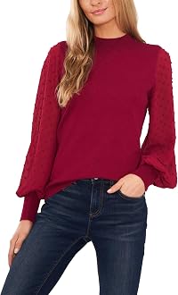 CeCe Long Sleeve Mock Neck Clip Sleeve 