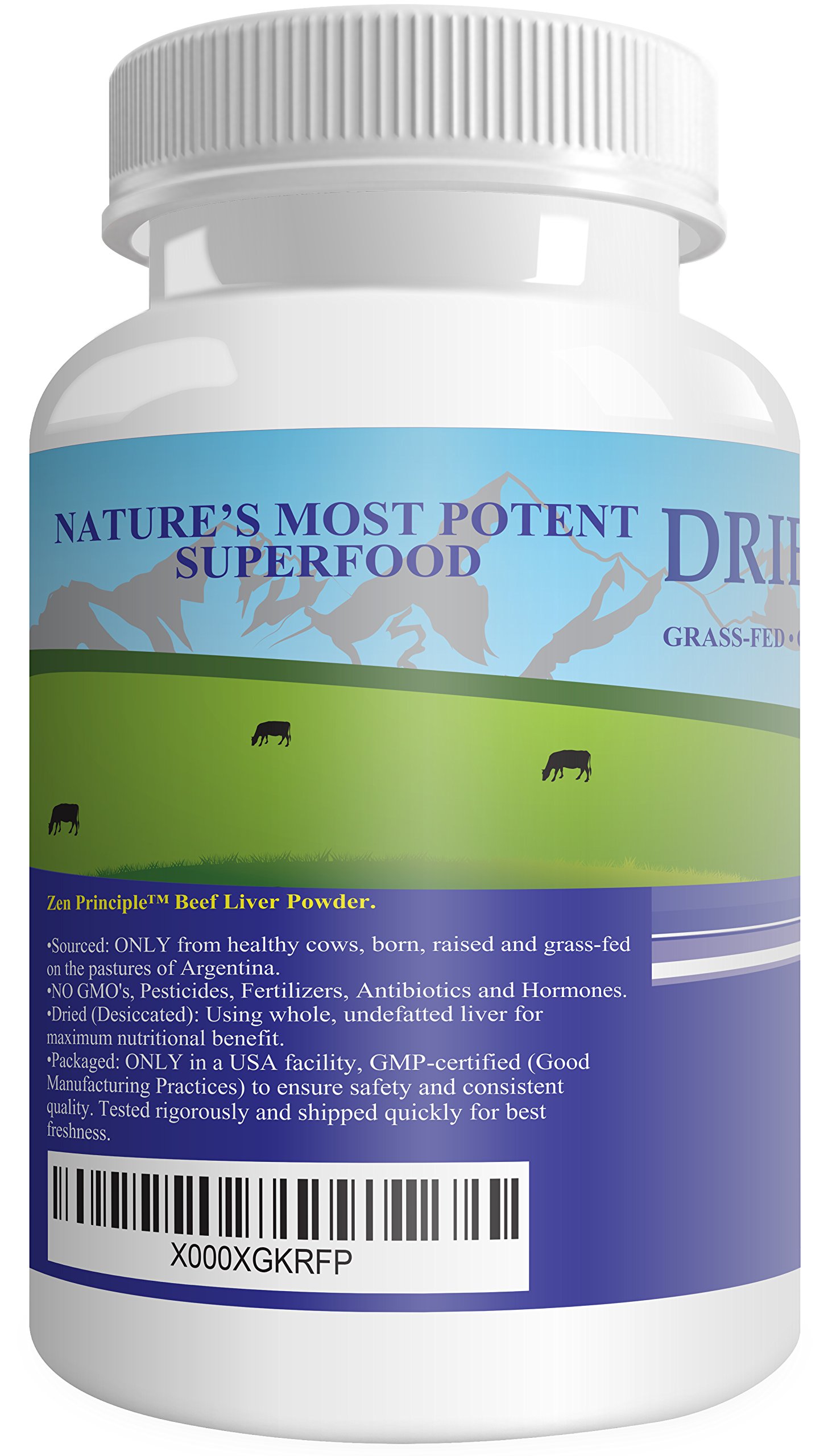 Ultra-Pure Desiccated Beef Liver, Grass-Fed, Pasture-Raised Cows. No Hormones or GMO. Natural Energy and Workout Boost from Iron, Amino Acids, Protein and Vitamins. 120 Capsules 750 Mg.