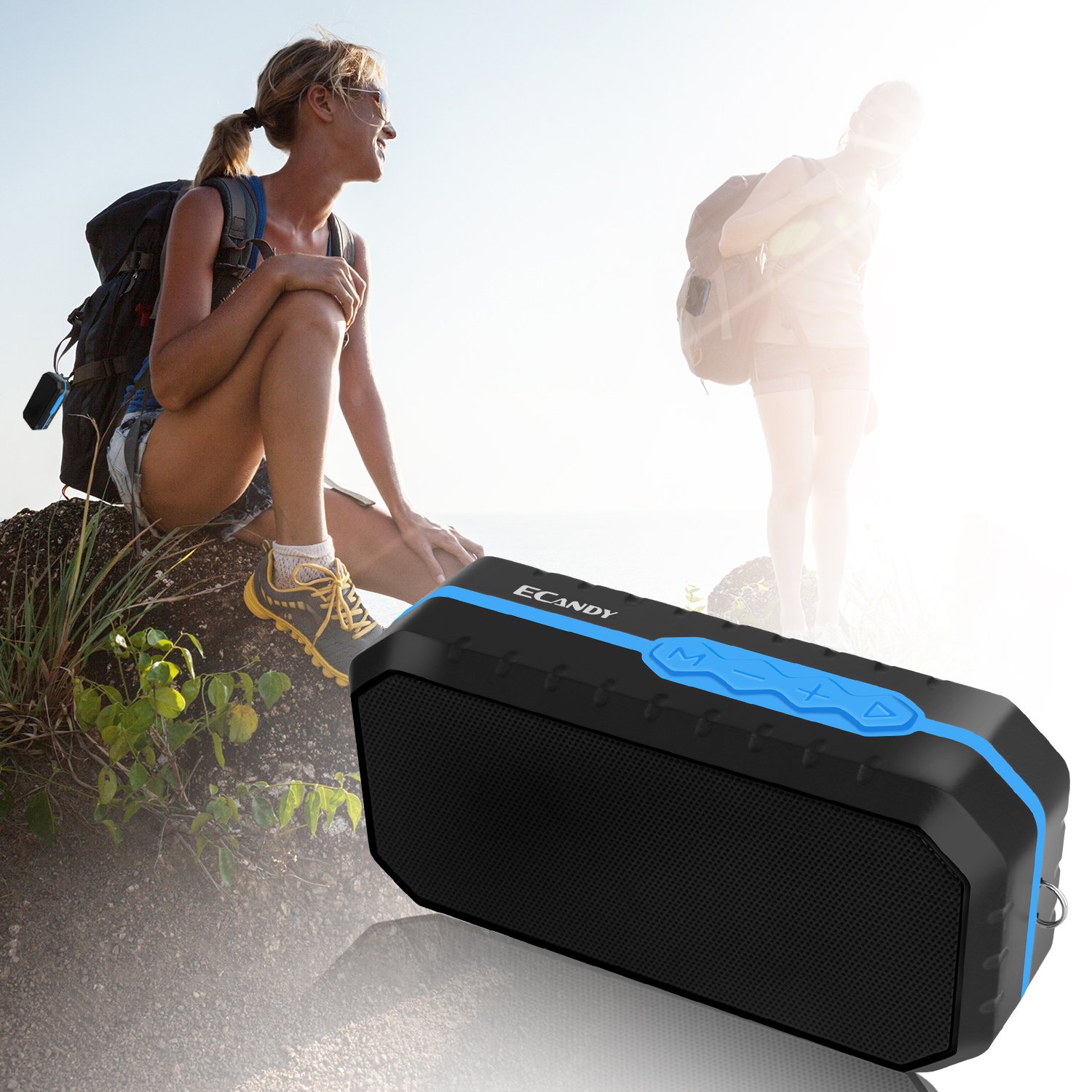 Ecandy Altoparlante Impermeabile Portatile Esterna Speaker Stereo Wireless Waterproof Crashproof Bluetooth 4.0 + EDR 8 Ore di Riproduzione per iPhone e smartphone Android e Tablet PC