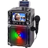 Portable Karaoke Machine with Lyrics Display | Color Screen | CD+G, MP3+G &amp; USB MP3 | Wireless Bluetooth Speaker with Built-in Rechargeable Battery and LED Flashing Lights | Includes Wired Microphone
