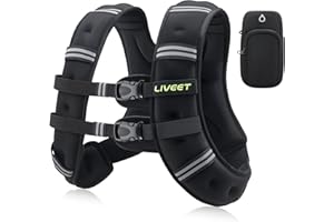 Liveet Weighted Vest, 5 10 15 20 25 30 lbs Weighted Vest for Women Men, Weight Vest with Reflective Strips Adjustable Buckle 