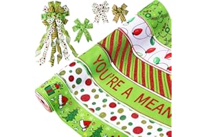 Tsorode Christmas Ribbon Wired 2.5 inch,6 Rolls 30 Yards Red and Green Christmas Ribbon for Tree/Bow/Wreath Supplies,Wired Ribbons Crafts Xmas Decorations
