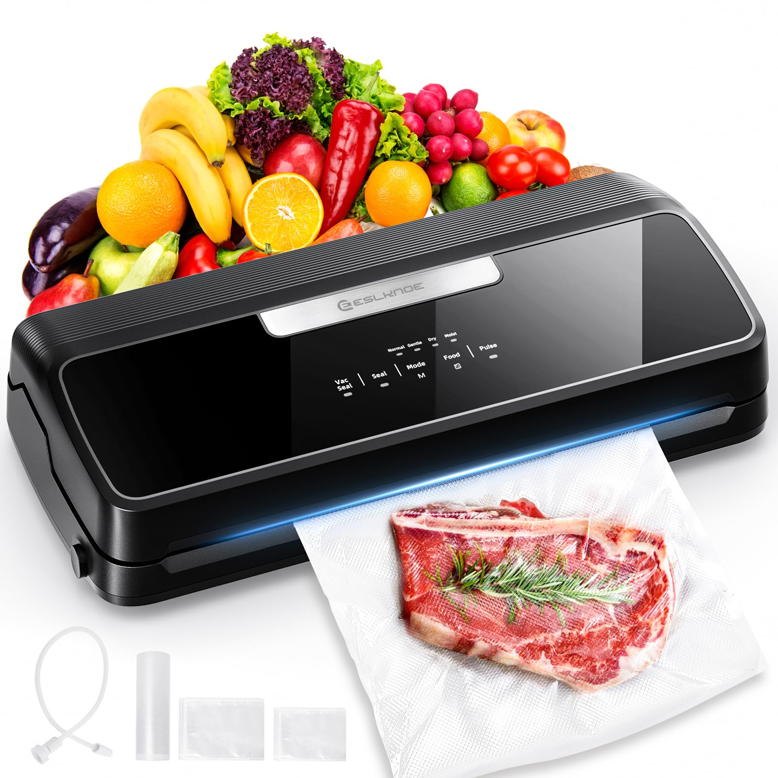 Photo 1 of Food Vacuum Sealer Machine, 90Kpa Precision Vacuum Food Sealer with Built-in Cutter & Built-in Storage, Dry& Moist& EXT-Vac& Pulse, 14-in-1 Food Sealer Vacuum Sealer with Vacuum Bags, Black